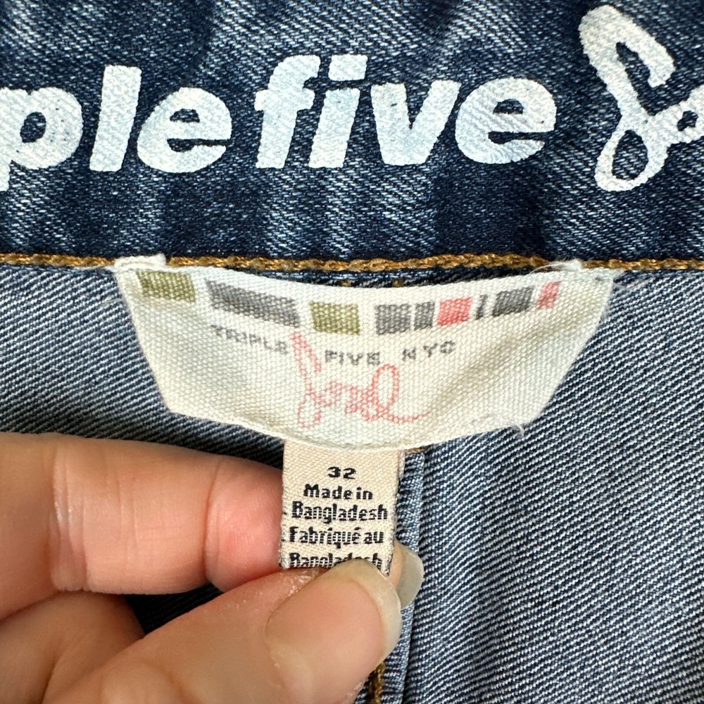 Triple Five Soul Shorts Men 32x13 Blue Medium Wash Jorts Denim Jean 555 Soul Y2K - Picture 6 of 15